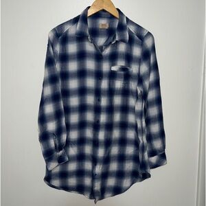 Boston Traders Women's Flannel Tunic Blue Plaid Size M